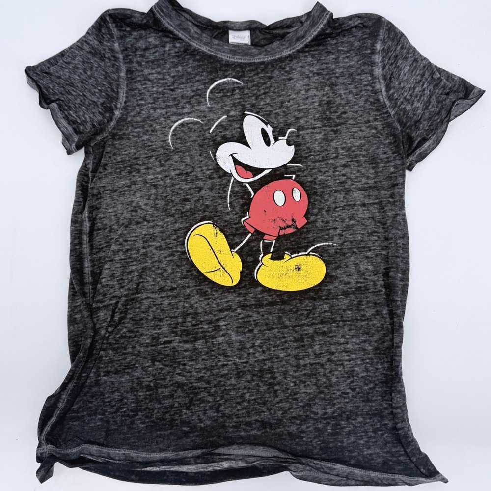 Disney Mickey Mouse Burnout Super Soft Cozy Graphic T-Shirt Charcoal Grey Large